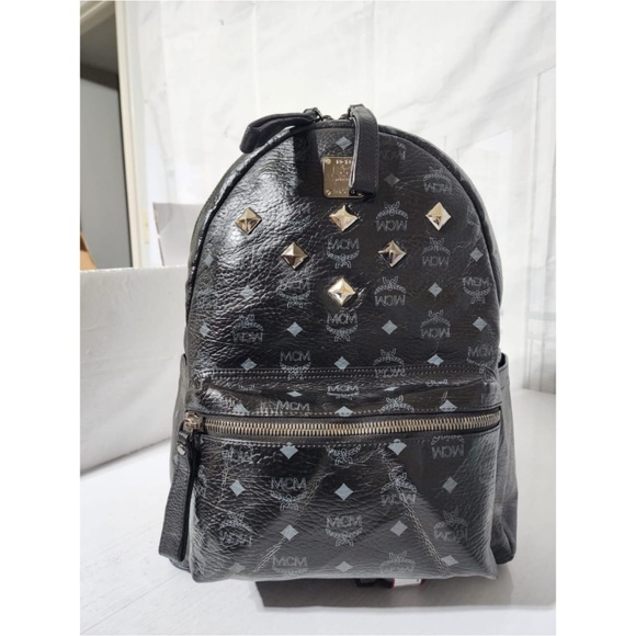 Authentic MCM Visetos Medium Sprinkle Stud Stark Backpack Black main image 10